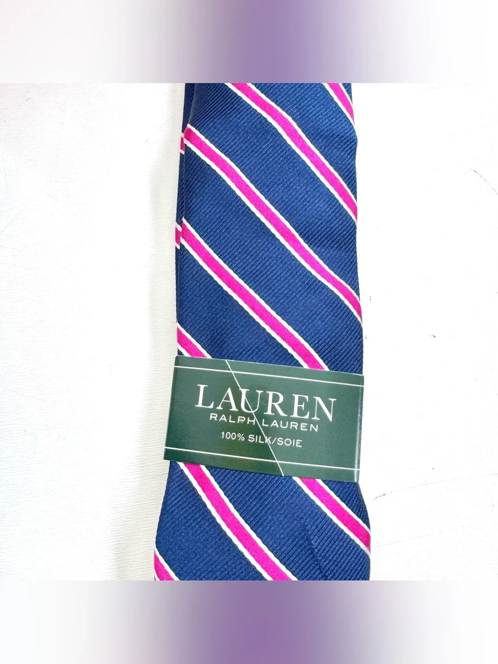 LAUREN Ralph Lauren Boys Silk Stripe Classic Tie Blue Pink White